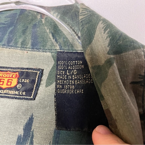 Route 66 | Men's 100% Cotton Tropical Camo Short Sleeve Button Shirt L - Picture 5 of 6